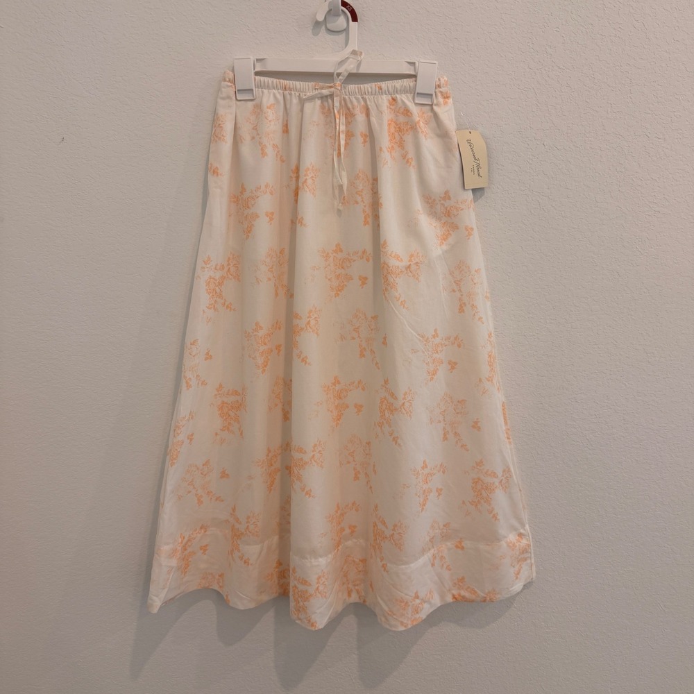 Universal Thread Womens XS Cream Orange Floral Cotton Midi Skirt NWT